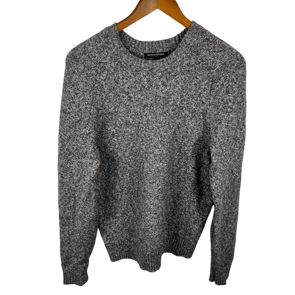 Banana Republic Womens Gray Marled Cotton Blend Thick Sweater Medium Pullover